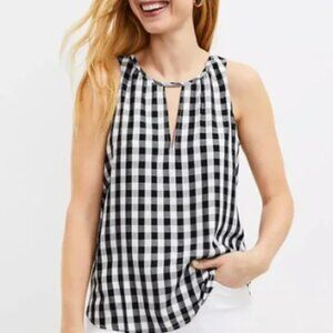 LOFT Monochrome Black & White Gingham Sleeveless Top – Size Small, NWOT 🖤🤍